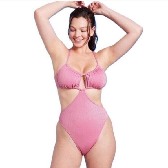 wild fable Other - Wild Fable Womens Pink Lurex Side Cut-Out Cheeky One Piece Swimsuit